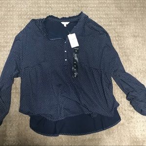 NWT Lucky Brand Dark Blue Pattern Blouse (X-Large)